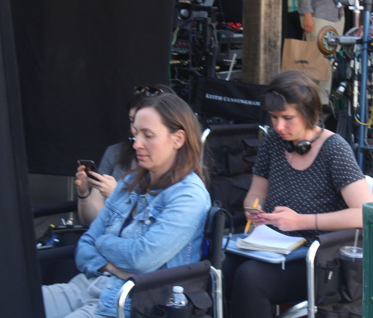 Meditating while waiting during the movie shoot of "Wine Country" in Calistoga